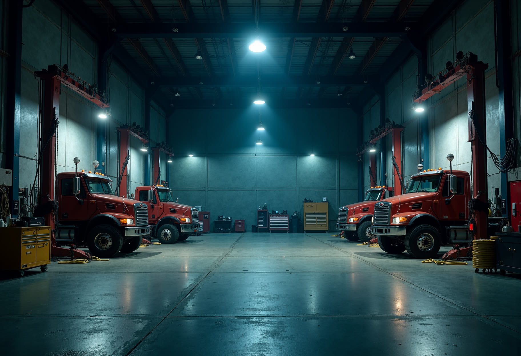 Four bays, night shift